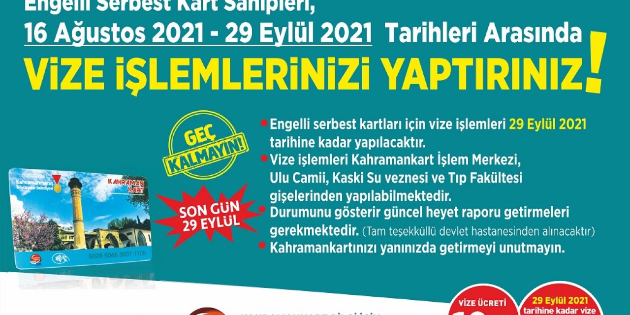 Engelli Serbest Kart’ta vize yenilemeleri başlıyor!