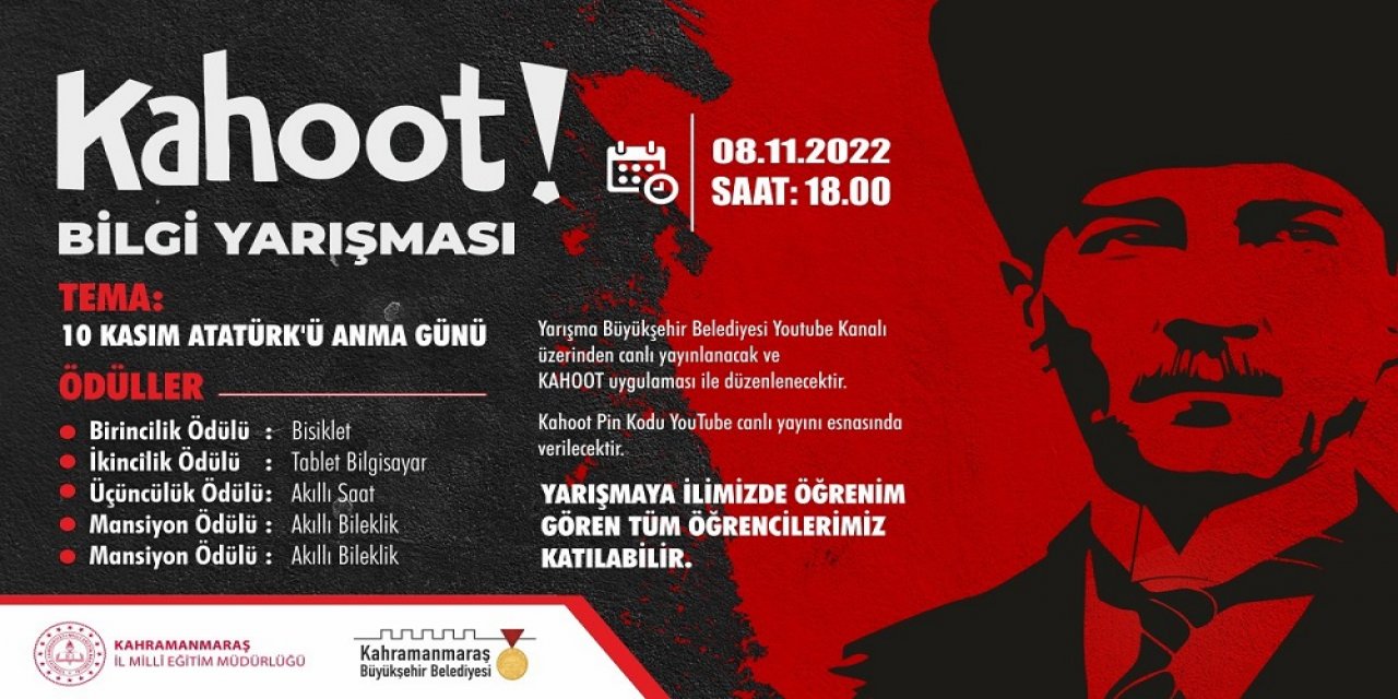 “Atatürk’ü Anma Günü” Temalı Kahoot Bilgi Yarışması Düzenleniyor