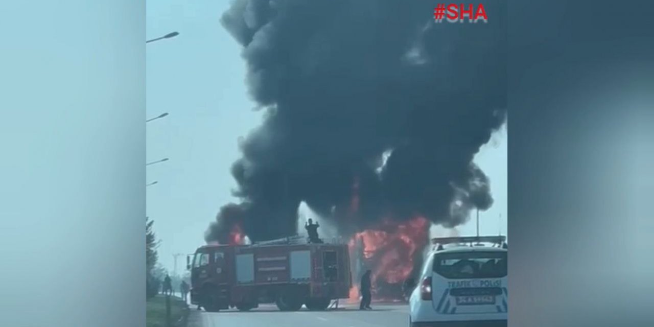 Yolcu otobüsü cayır cayır yandı  