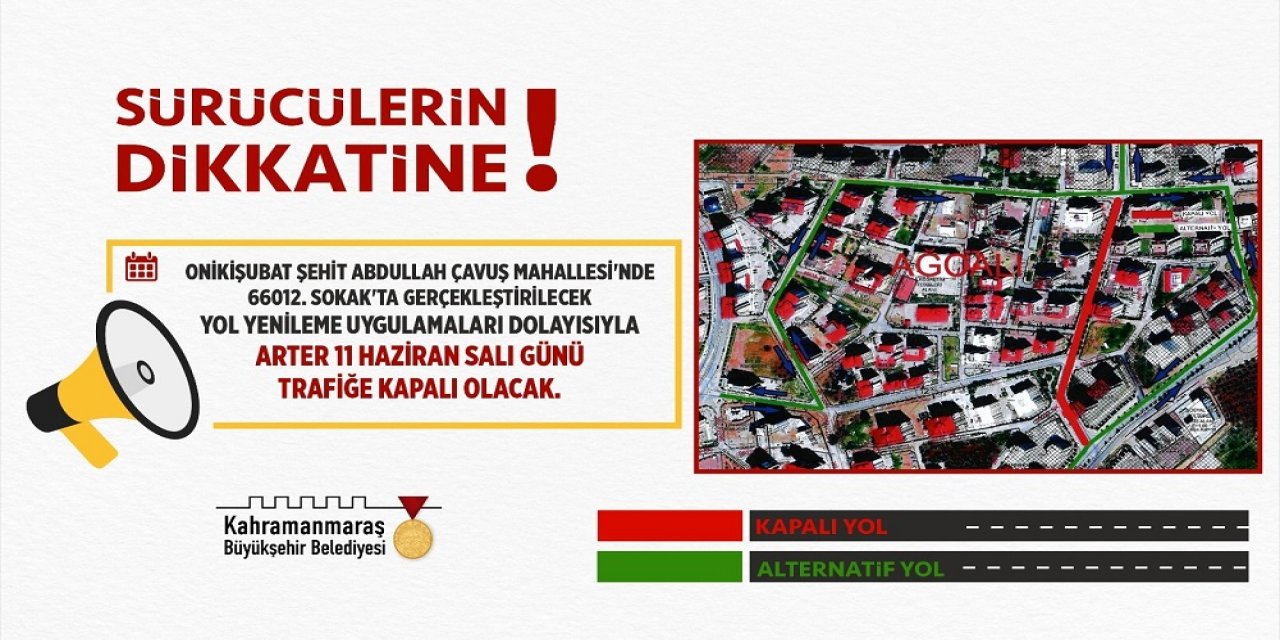 Onikişubat’ta 66012. Sokak 1 Gün Süreyle Trafiğe Kapalı Olacak!