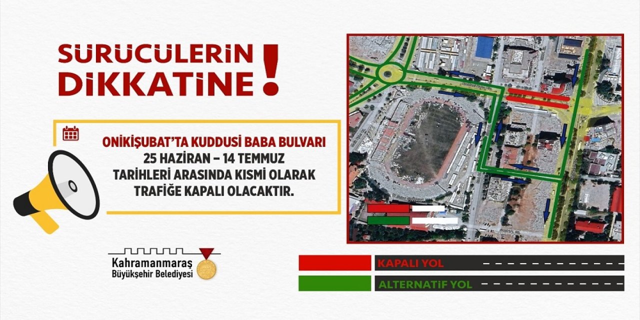 Kuddusi Baba Bulvarı 14 Temmuz’a Kadar Trafiğe Kapatılacak