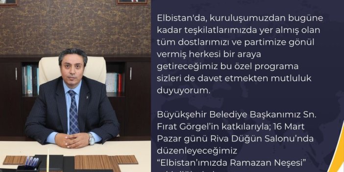 Elbistan’da “Ramazan Neşesi” Etkinliği Düzenlenecek