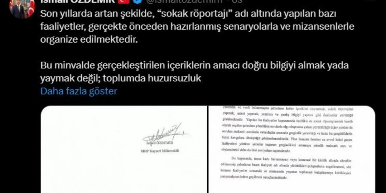 MHP’den Sokak Röportajlarına Yönelik Yasa Teklifi: “Yalnızca Yetkilendirilmiş Kişiler Yapmalı”