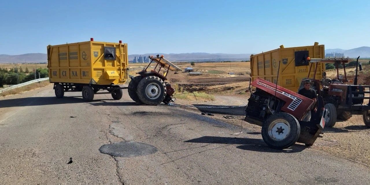 Afşin’de servis aracı ile traktör çarpıştı