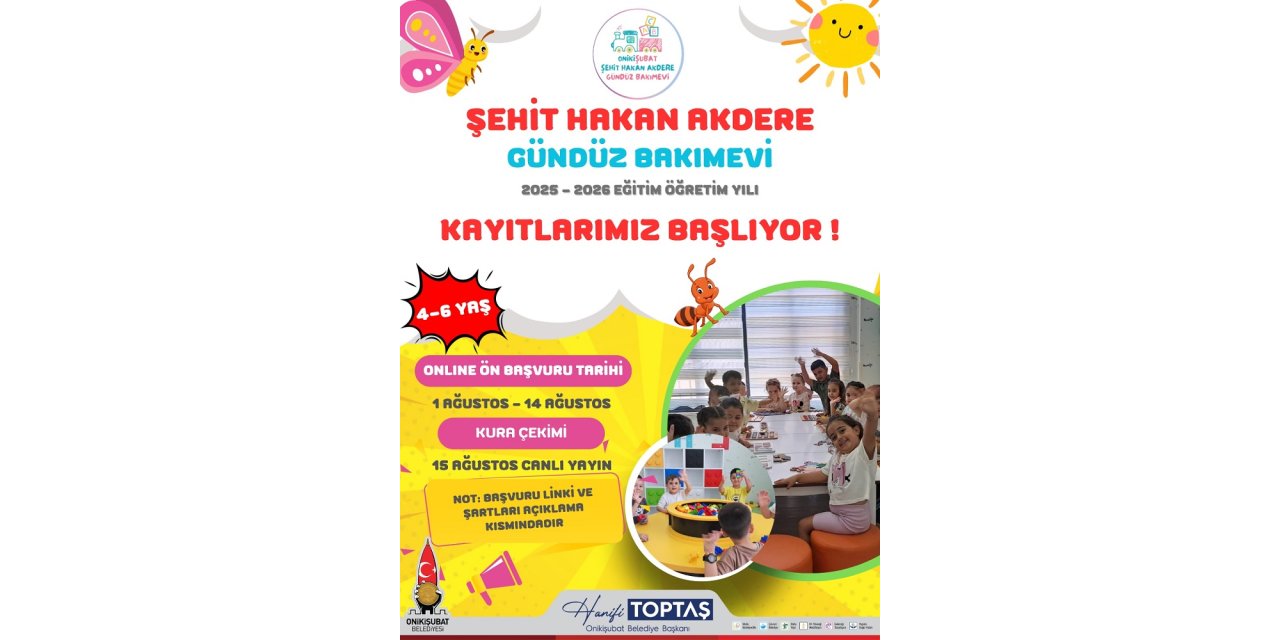 Onikişubat'ta Gündüz Bakımevi’nde yeni dönem ön kayıtları başladı