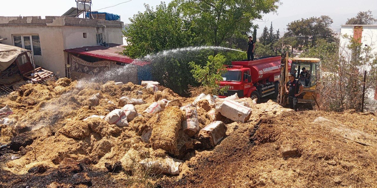 Kahramanmaraş’ta samanlık yangını 