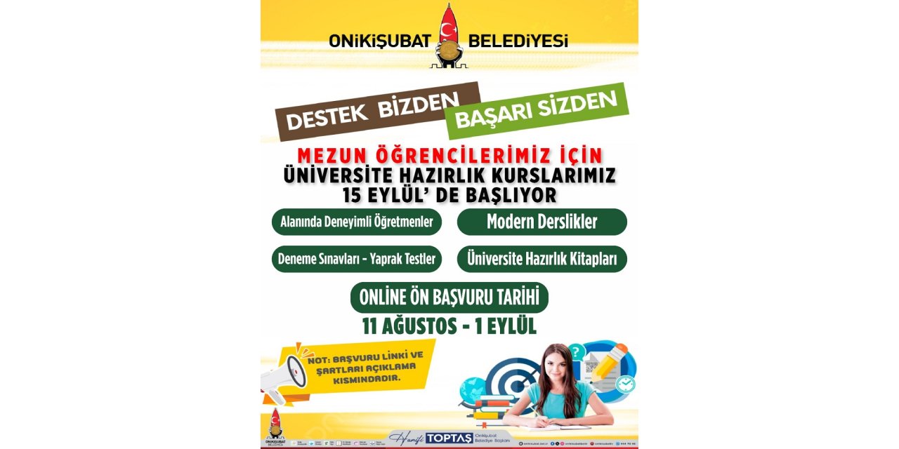 Onikişubat’tan Ücretsiz Üniversite Hazırlık Kursu…