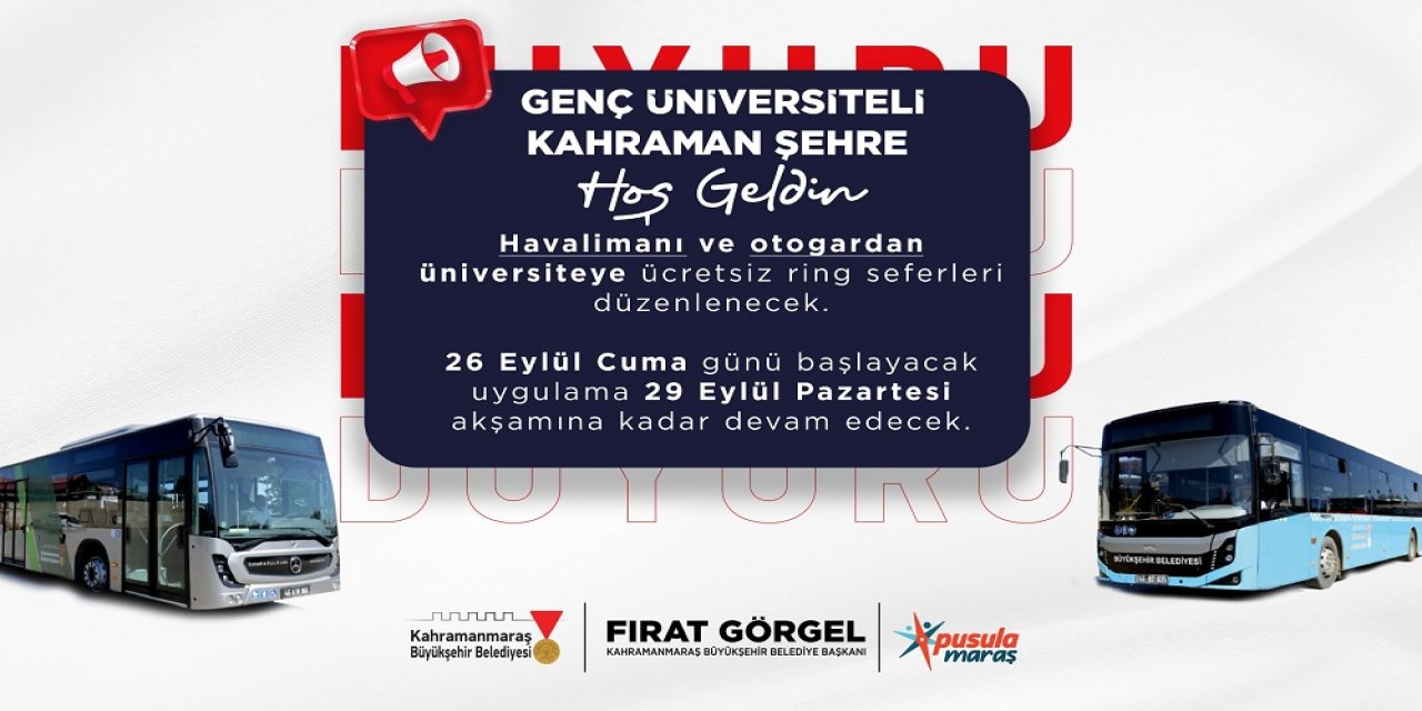 Üniversitelilere Hoş Geldin Hediyesi; Havaalanı ve Otogardan Ücretsiz Ring!