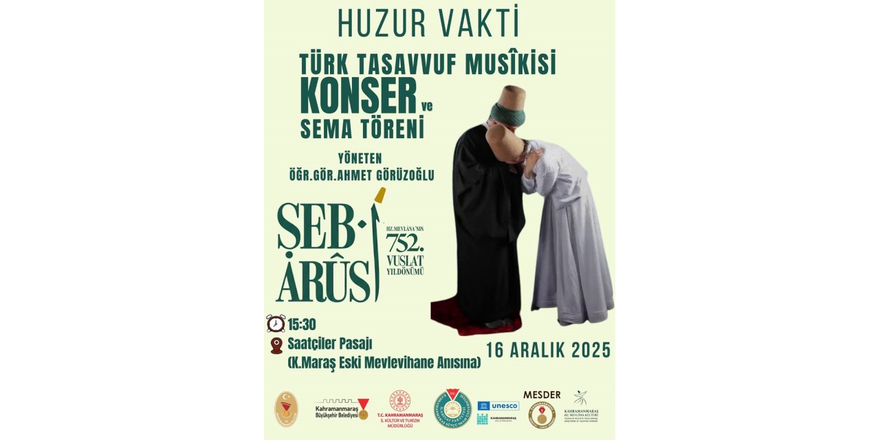 Hz. Mevlâna Vuslatının Yıl Dönümünde Törenle Anılacak