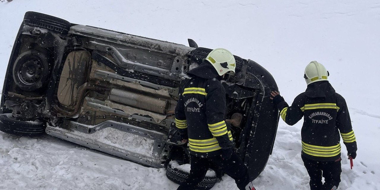 Kahramanmaraş’ta kar yağışı trafik kazalarına neden oldu: 2 yaralı 