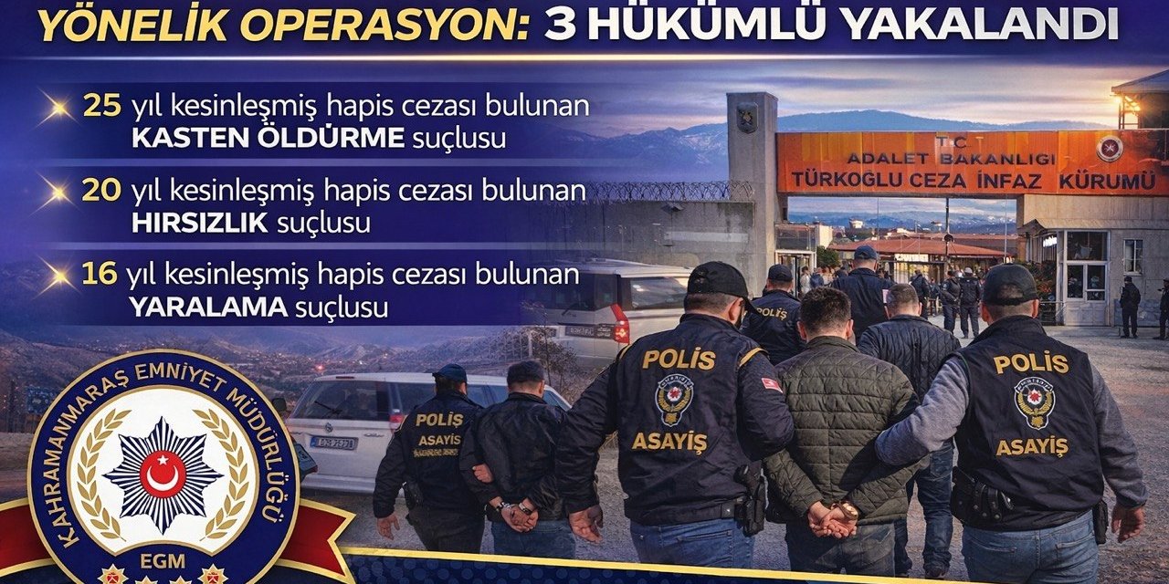 Kahramanmaraş’ta aranan şahıslara yönelik operasyon: 3 hükümlü yakalandı