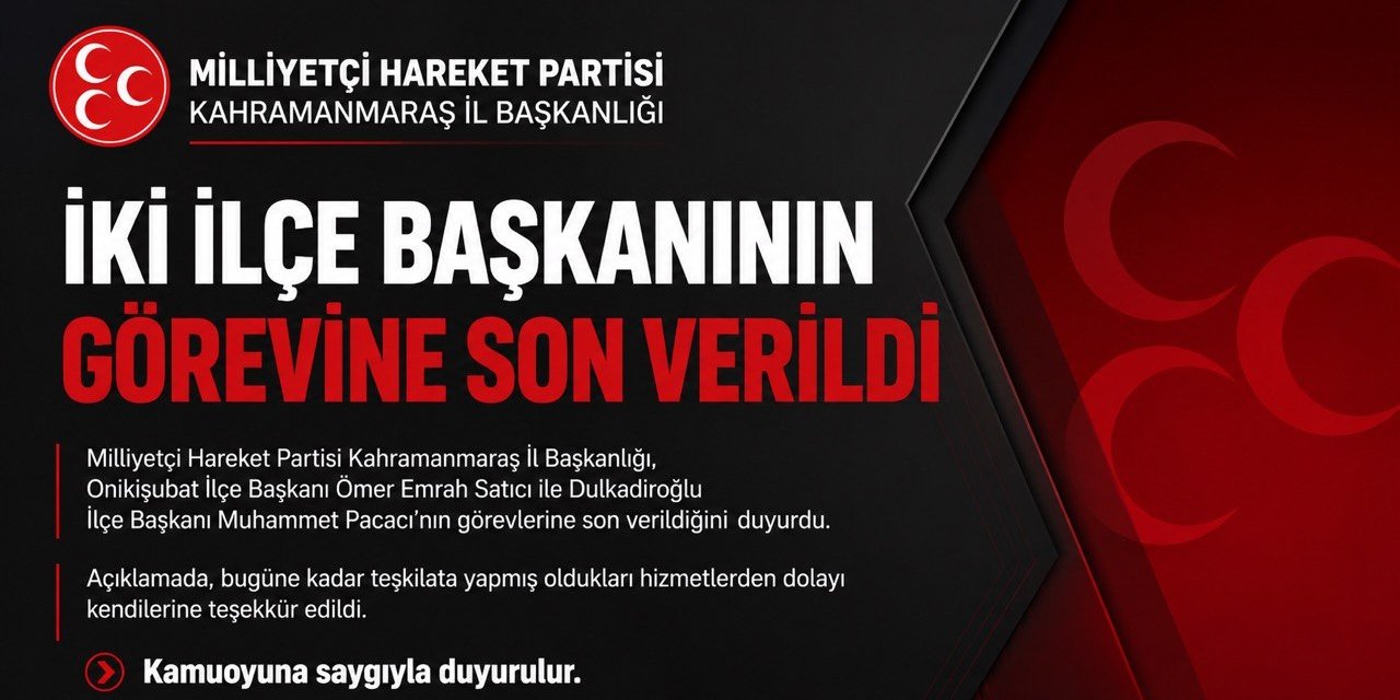 MHP Kahramanmaraş’ta İki İlçe Başkanının Görevine Son Verildi