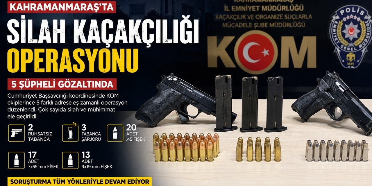 Kahramanmaraş’ta Silah Kaçakçılığı Operasyonu: 5 Gözaltı
