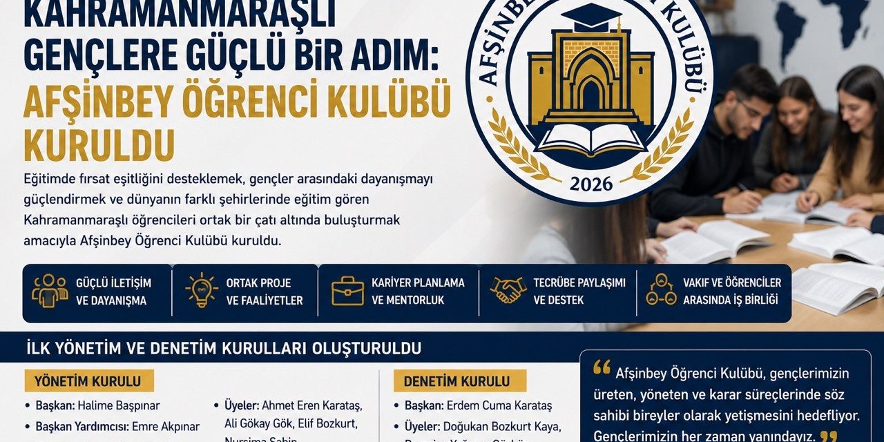 Kahramanmaraşlı Öğrenciler Afşinbey Öğrenci Kulübü Çatısı Altında Buluşacak
