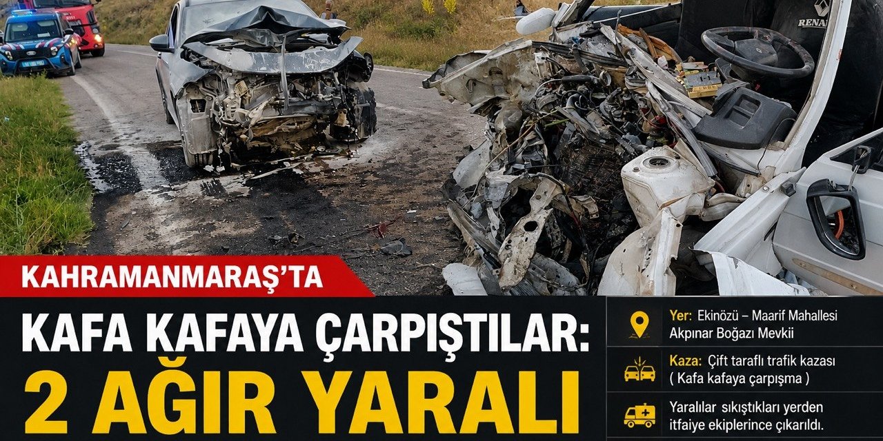 Kahramanmaraş’ta iki otomobil çarpıştı: 2 ağır yaralı