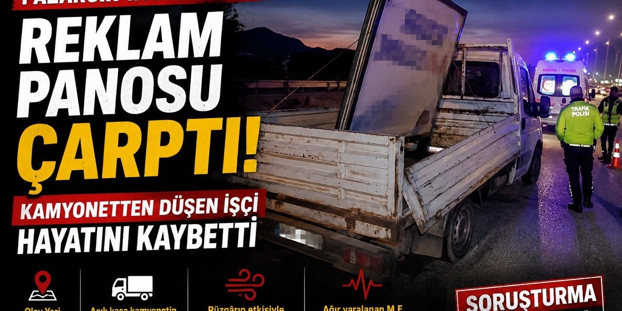 Kahramanmaraş’ta reklam panosu çarptı, kamyonetten düşen işçi hayatını kaybetti