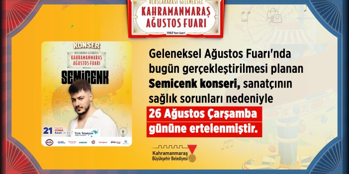 Semicenk Konseri, Sanatçının Sağlık Sorunları Nedeniyle 26 Ağustos’a Ertelendi!