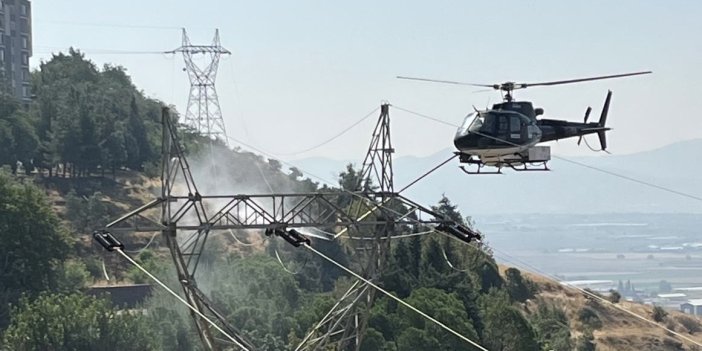 Kahramanmaraş’ta Helikopterle Yüksek Gerilim Hattı Temizliği Vatandaşları Şaşırttı