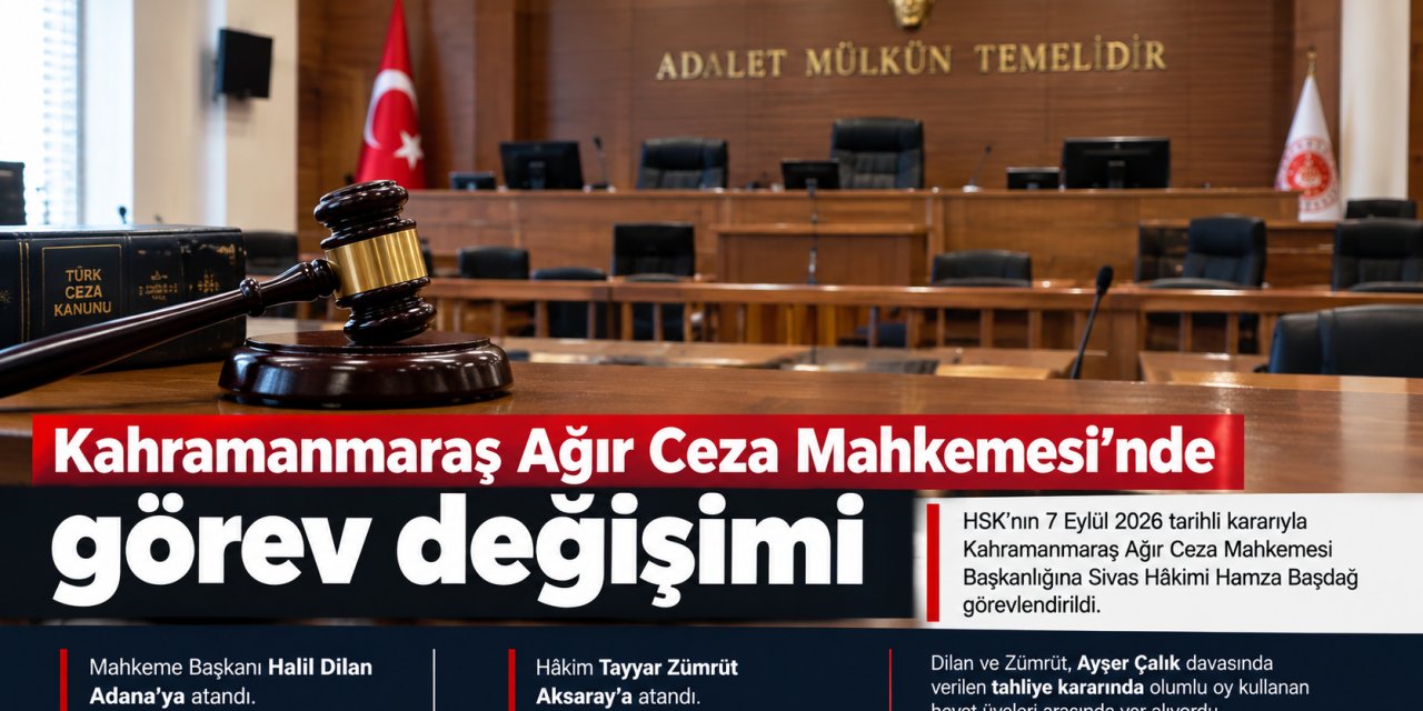 Kahramanmaraş Ağır Ceza Mahkemesi’nde görev değişimi