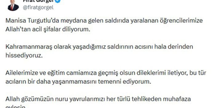 Başkan Görgel’den Geçmiş Olsun Mesajı