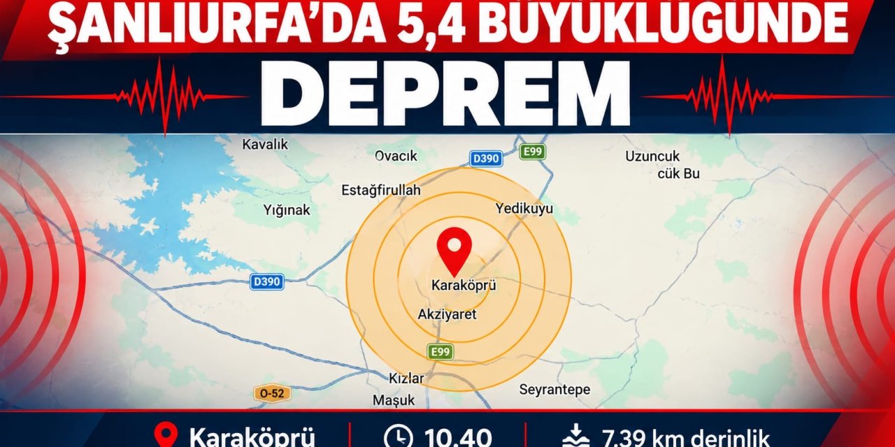 Şanlıurfa'da 5,4 büyüklüğünde deprem