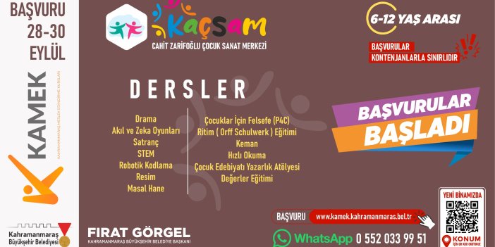 Kahramanmaraş Çocuk Sanat Merkezi’nde Eğitim Heyecanı Başlıyor