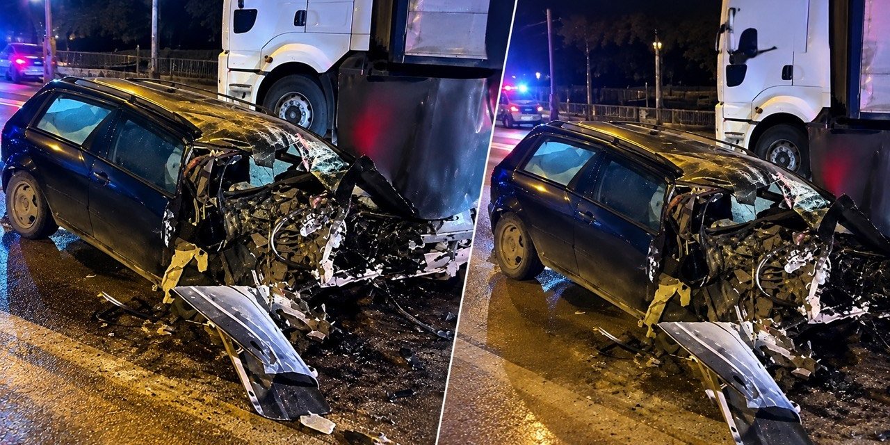 Kahramanmaraş’ta TIR’a çarpan otomobil hurdaya döndü: Sürücü ağır yaralandı