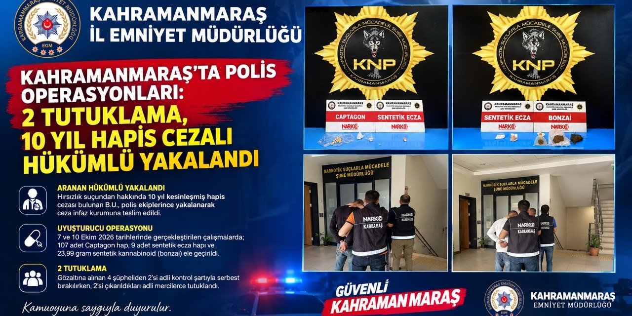 Kahramanmaraş’ta Aranan Hükümlü Yakalandı: 10 Yıl Hapis Cezası Bulunuyordu