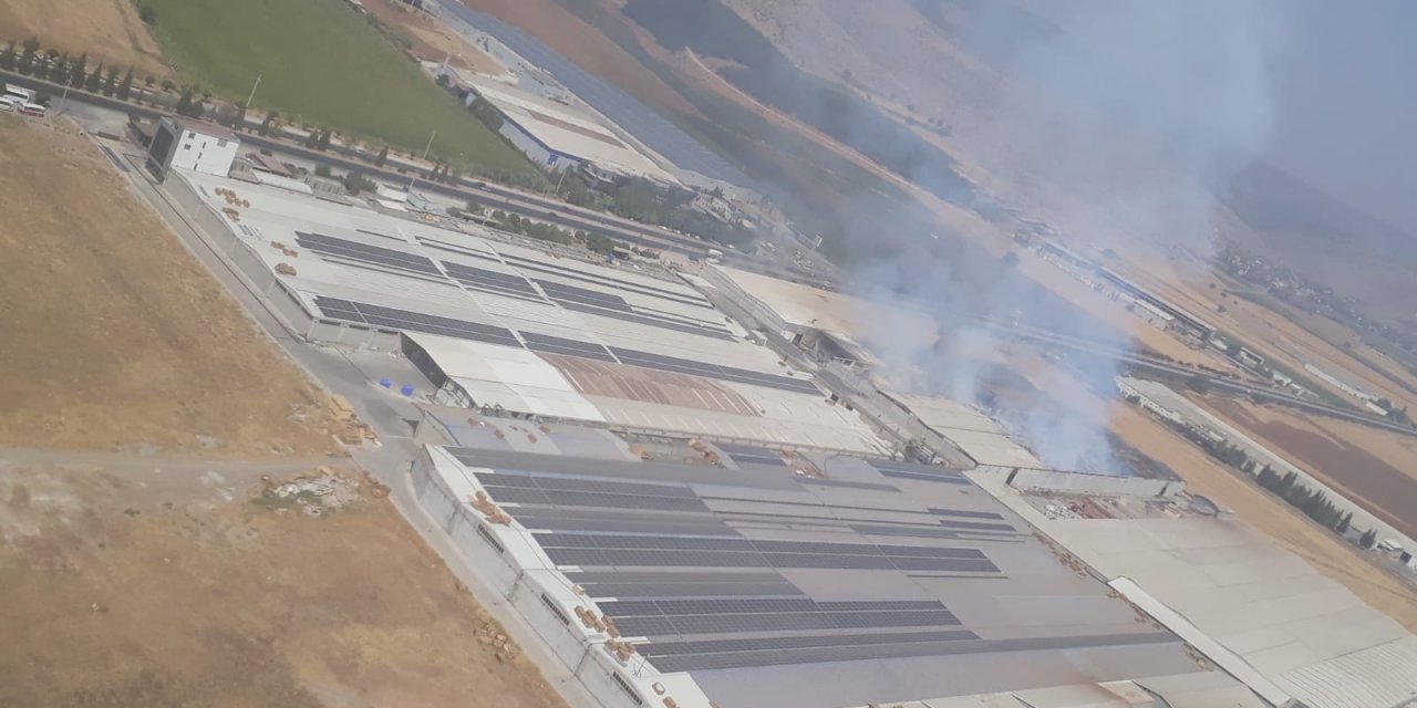 Tekstil fabrikasında ki yangına helikopterli müdahale