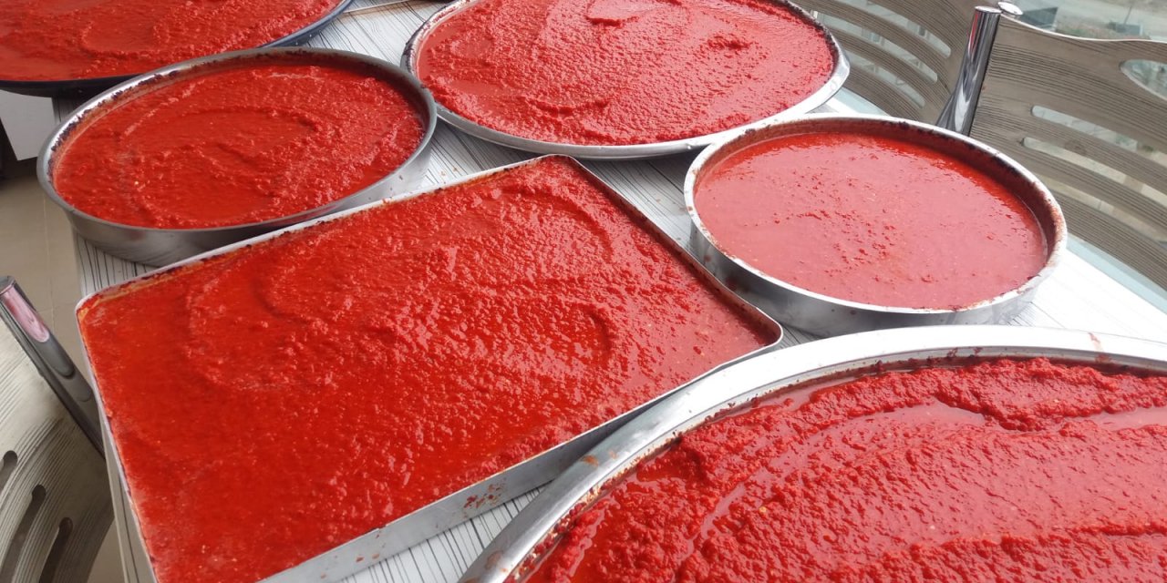 Kahramanmaraş’ta ev hanımlarının salça mesaisi