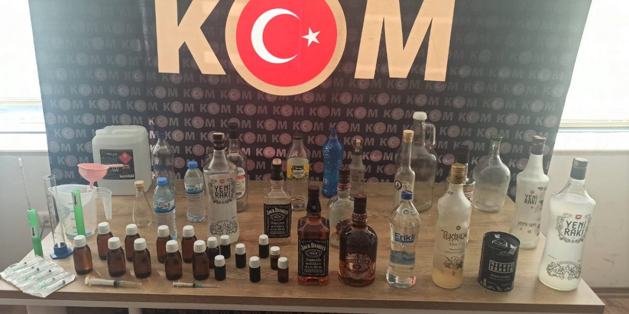 Kahramanmaraş'ta sahte içki üretilen eve operasyon