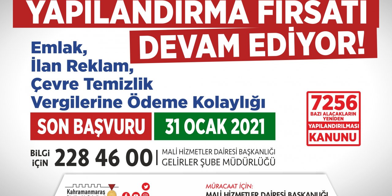 Kahramanmaraş’ta vergi yapılandırma uzatıldı!