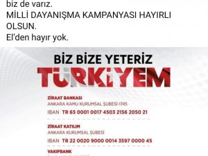 BAŞKAN OKUMUŞ'TAN ‘’BİZ BİZE YETERİZ TÜRKİYEM KAMPANYASI’’NA 3 MAAŞ DESTEK